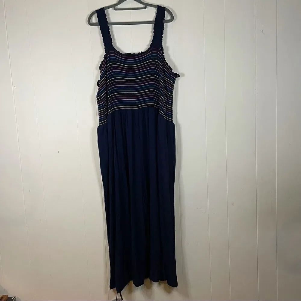 ModCloth Smocked Rainbow Maxi Dress Plus Size 4X